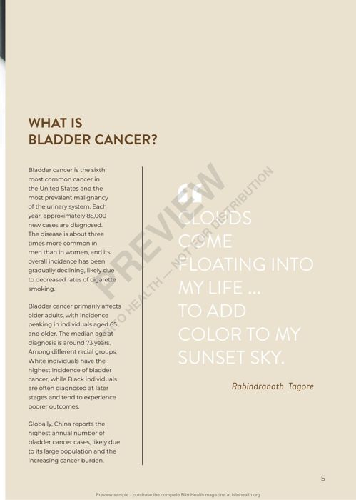 Sample page from the Bladder Cancer guide