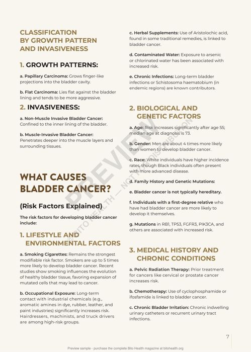 Sample page from the Bladder Cancer guide