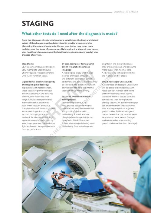 Sample page from the Colorectal Cancer guide
