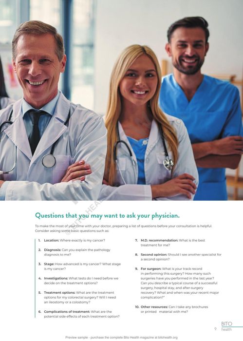 Sample page from the Colorectal Cancer guide