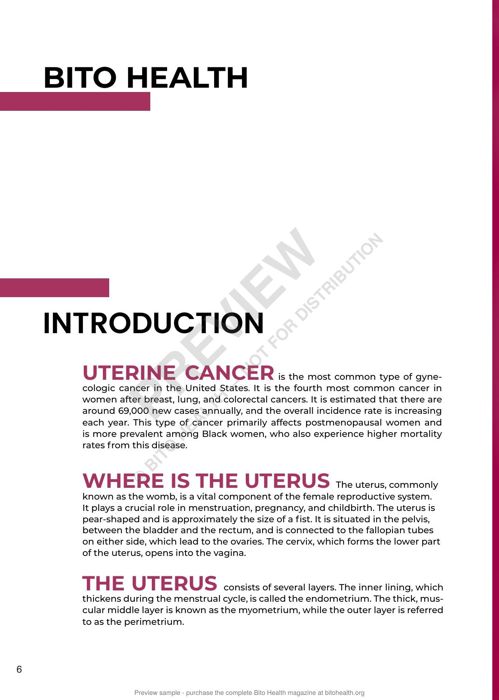 Sample page from the Endometrial Cancer guide