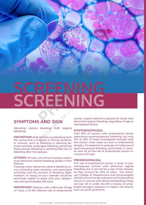 Sample page from the Endometrial Cancer guide