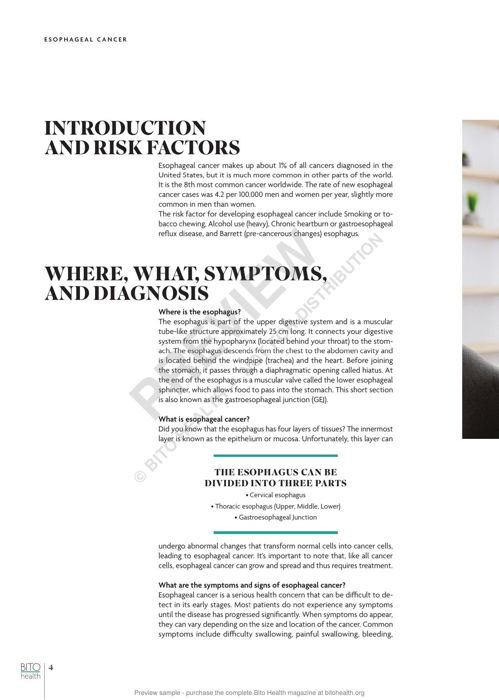 Sample page from the Esophageal Cancer guide