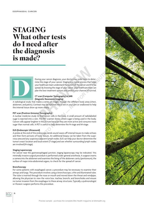 Sample page from the Esophageal Cancer guide
