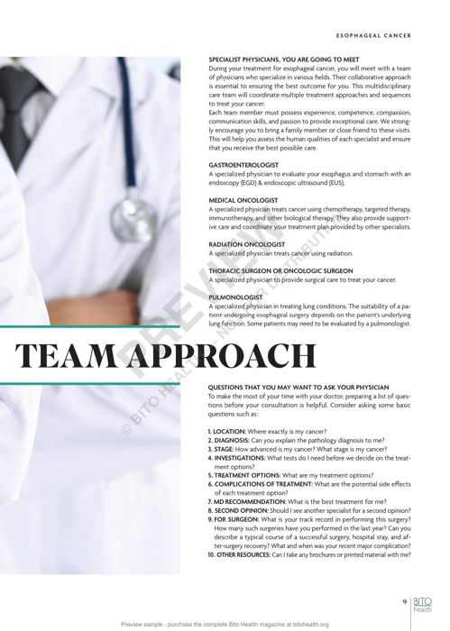 Sample page from the Esophageal Cancer guide