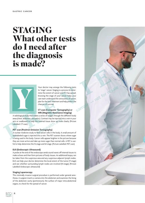 Sample page from the Gastric Cancer guide