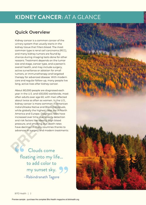 Sample page from the Kidney Cancer guide