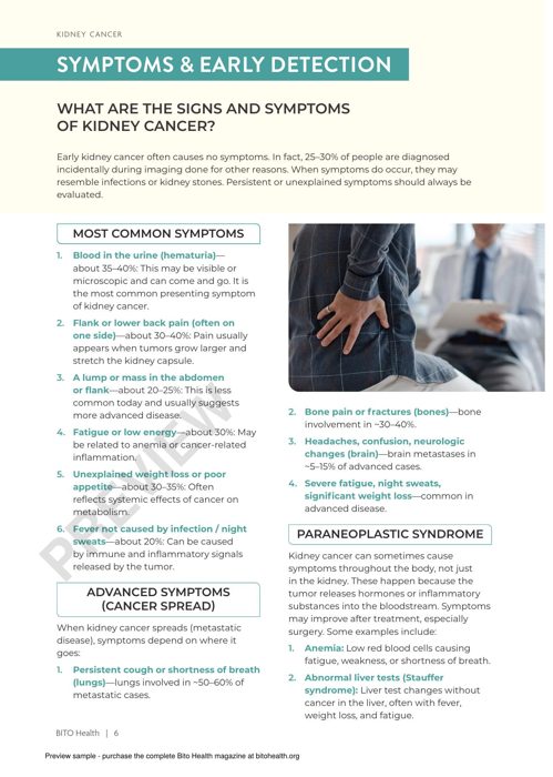 Sample page from the Kidney Cancer guide