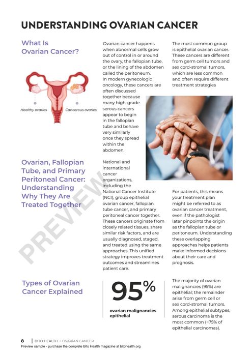 Sample page from the Ovarian Cancer guide