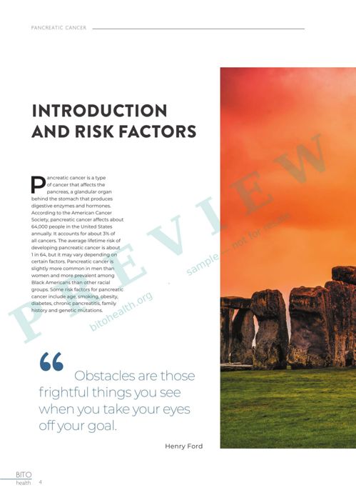 Sample page from the Pancreatic Cancer guide