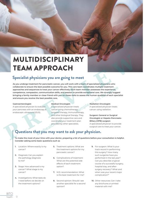 Sample page from the Pancreatic Cancer guide